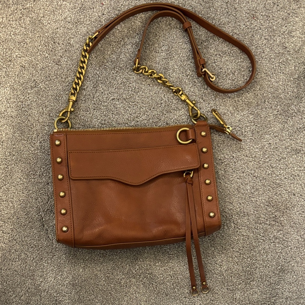 Rebecca Minkoff Tan Crossbody Bag with Gold Accents